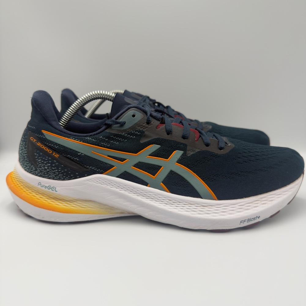 ASICS GT-2000 12 Mens Size 10 Running Shoes 1011B691 Stability Navy Orange